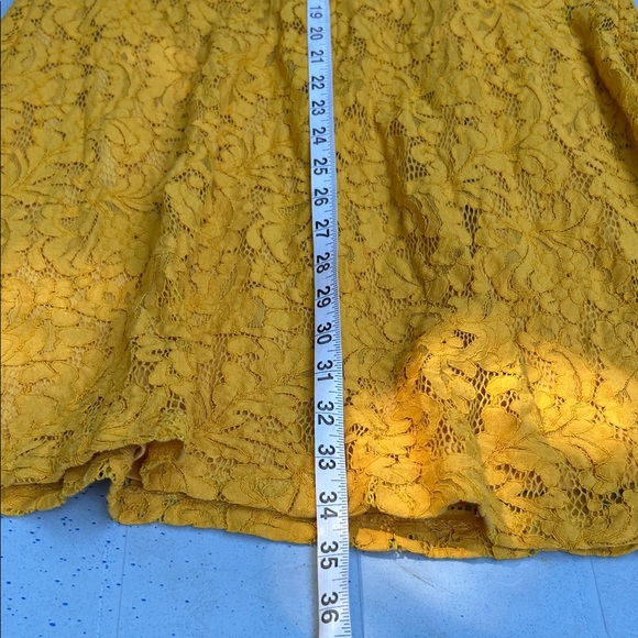 Elegant Mustard Lace Mini Dress - Picture 5 of 8